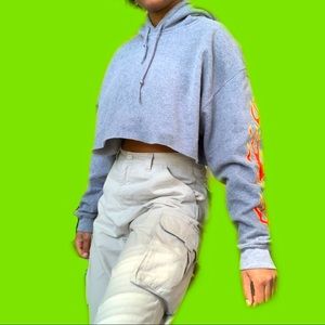 Trendy Flame Cropped Hoodie